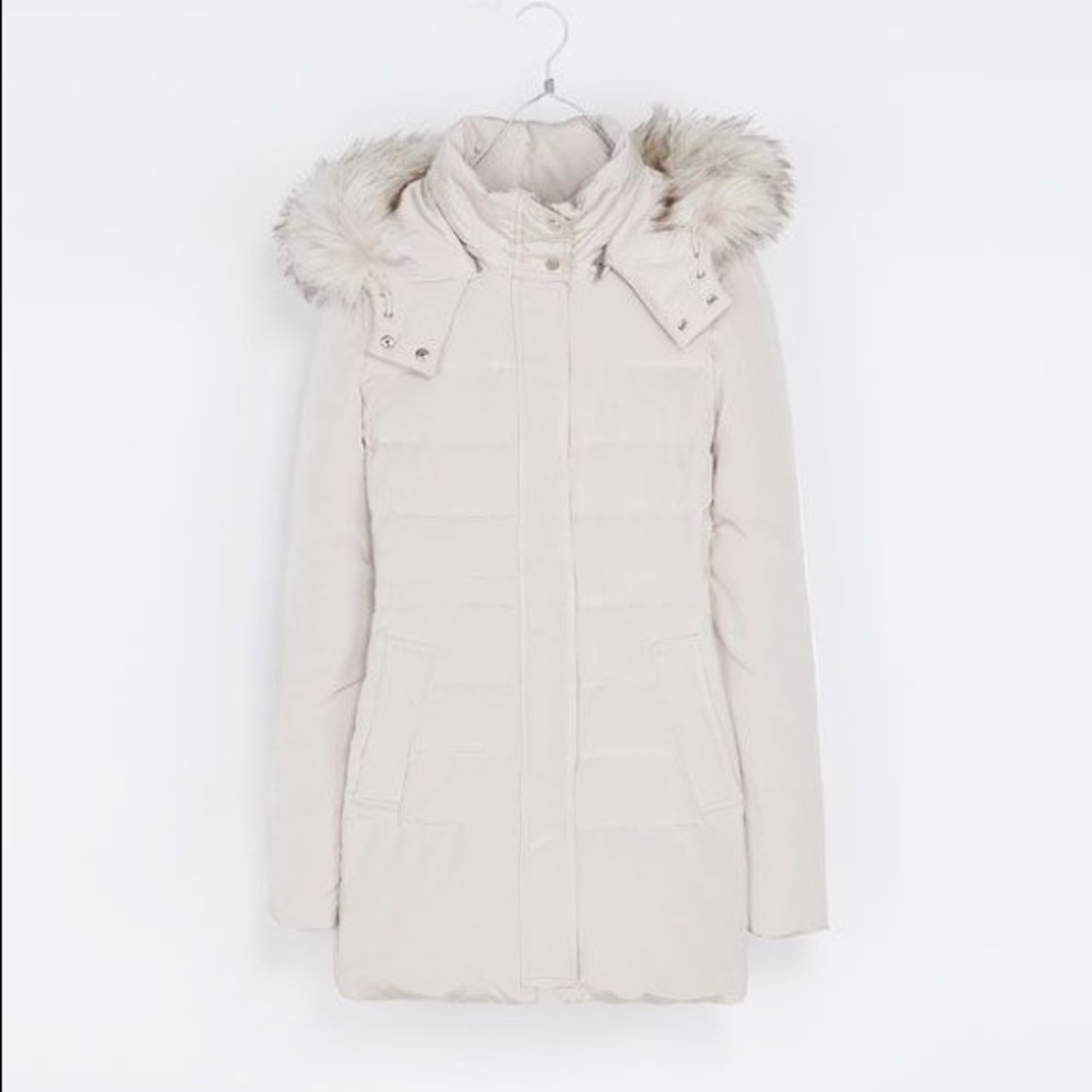 Zara Woman hooded down puffer coat